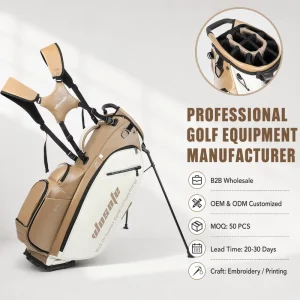 Lightweight Golf Stand Bags for Men and Women Club Bag with Dual Straps and Multiple Pockets PU Leather 14 Way Top Dividers