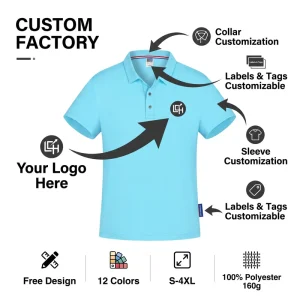 Lightweight Knitted Shirt 12 Colors 100% Polyester 160g Quick Dry OEM Custom Golf Sports Uniform