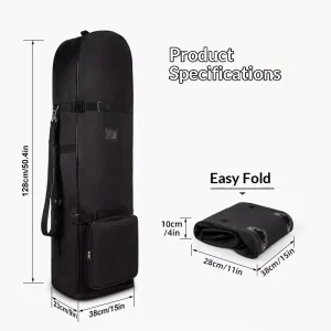 Lightweight Nylon Golf Club Travel Bag Soft Top Foldable Waterproof Design with Smooth Wheels Double Zipper