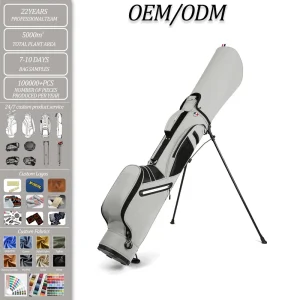 Lightweight PU Leather Golf Stand Bag with 8 Pockets Top Dividers Cooler Pouch Dust Cover Backpack