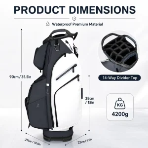 Lightweight Portable Golf Cart Bag Waterproof PU Leather Durable Convenient Large Capacity Multi Functional Sport Bag