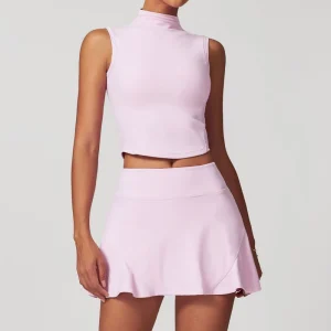 Lightweight Tennis/Golf Sportswear Set 2-Piece Breathable Apparel With Quick Dry Sport Bra and Chest Pad