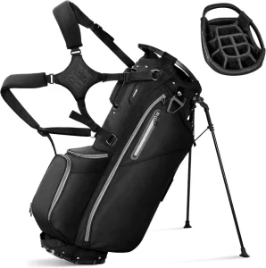 Lightweight Unisex Golf Stand Bag with Full-Length Dividers, Multiple Pockets, and Rain Hood