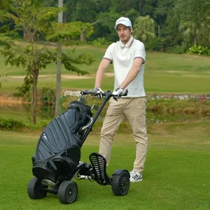 Lithium Battery 20AH Mini Folding Electric Golf Cart Double Drive Motor 4 Wheel Aluminium Lightweight Golf Scooter 150kg Load