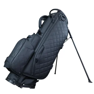 Logo Customized Golf Bag Black Waterproof PU Leather Magnetic Pocket Golf Stand Bag