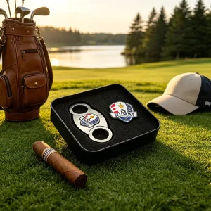 Logo Sissor Japanese Plastic Cuban Premium Perfect Big Cigar Double Cutter V Cut With Spring Carbon Japanese Golf Ball Marker