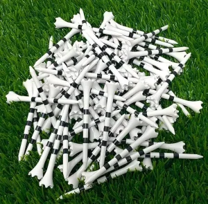 Low Friction Plastic Crown Top 4 Prongs Golf Tees Endurable Customized Stripes Plastic Tees