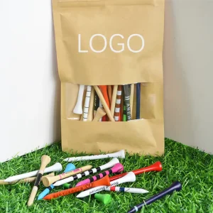 Low MOQ Golf Pegs Custom Logo Natural Wood Bamboo Golf Tees Bulk Wooden Golf Tee with Paper Bag