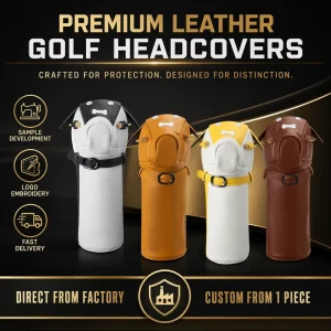 Low Price PU Leather 3D Embroidered Golf Headcover Luxury Driver Club Head Cover Custom Head Cover Factory Supplier