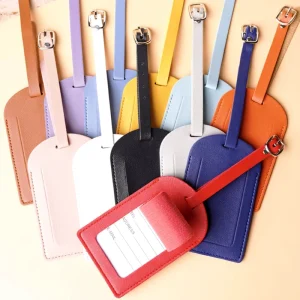 Luggage Tag Leather Soft PU with Boarding Pass Metal Identification Passport Holder Customizable Logo Letter Pattern