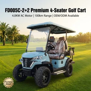 Luxury 4 Seat Electric Golf Cart with Multimedia Sound System 60V Off Road Tires 35KM H Max Speed 90km Range