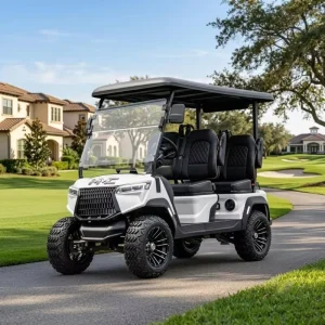Luxury 4 Seater White Electric Golf Cart with 72V Lithium Battery 7.5KW AC Motor Long Range 70 90km Fast Delivery MMC