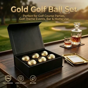 Luxury Golden Golf Ball Gift Set Custom Print Plated Gold Golf Balls Decorative Business Souvenir for Golf Club Events