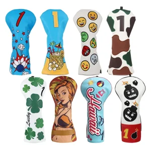 Luxury Golf Accessories Driver Golf Headcover PU Leather Embroidery Golf Club Head Cover