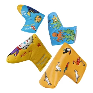 Luxury Golf Accessories Durable PU Leather Blade Putter Golf Head Covers Funny Embroidery Golf Headcovers