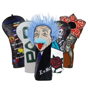 Luxury Golf Accessories Embroidery PU Leather Golf Headcovers Portable Driver Golf Club Head Cover