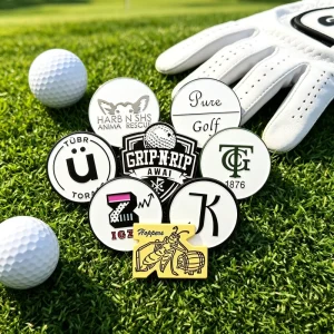 Luxury Magnetic Etched Custom Leather Flower Golf Ball Marker Set Personalized and 3D Embroidery, Golf Hat Necklace
