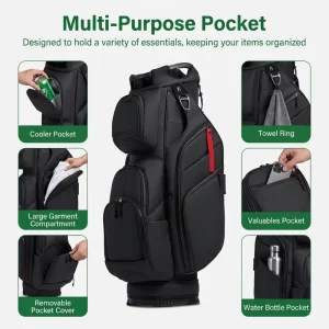 Luxury Mens Golf Bag Custom Waterproof Leather Golf Cart Bag With Full 14 Dividers