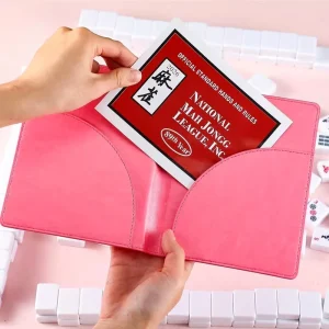 Luxury Modern Leather Mahjong Playing Card Holder Sleeve Folio with Portable Foldable Design for Adult Use