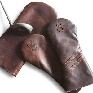 Luxury Sporty Driver Headcover Training Aid Set PU Leather Custom Fit Fits Driver Fairway Wood Hybrid for Men Women Breathable