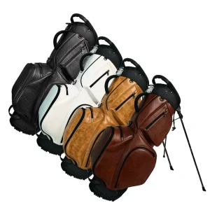 Luxury Vintage Brown Leather Golf Bag Waterproof Custom Golf Stand Bag Low MOQ Fast Sample