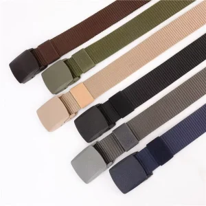 Luxury Woven 1.5″ Nylon Webbing Belt No Metal Buckle Canvas Fabric Golf Tactical Belt for Men Women Cloth Work
