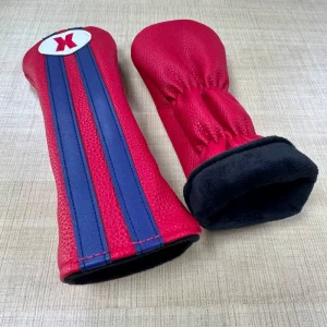 M-1888 Soft PU Leather Golf Head Covers with Elastic-Band Closure for Hybrid and Wood Clubs