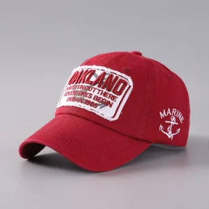 MOQ 50 3 Day Sample Red Washed Cotton Dad Hat with Custom Fringe Patch Anchor Embroidery BSCI OEM for Marine Streetwear