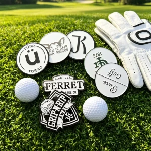 Magnetic Etched Custom Leather Flower Brass Golf Ball Marker Belt With hat Clip lot Embossed set Personalized