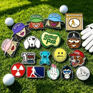 Magnetic Etched Custom Leather Flower Brass Golf Club Ball Marker With hat Clip lot Embossed set Personalized