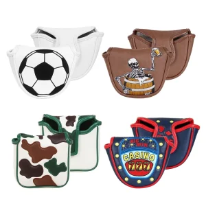 Magnetic Golf Accessories Embroidery Putter Cover Custom Golf Headcover Premium PU