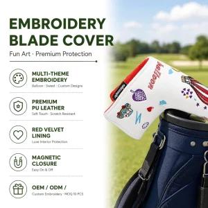 Magnetic Leather Golf Putter Head Cover Blade Style