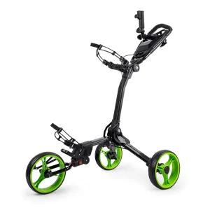 Manual 3 Wheel Golf Trolley Ultralight & Easy One Step Folding Push Cart with Umbrella Holder