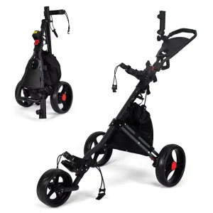 Manufacture 3 Wheels Golf Trolley With Cooler Bag Aluminium Alloy Pull Push Cart Foldable Lightweight Golf Bag Cart