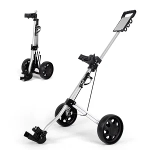 Manufacture Golf Trolley Aluminium Alloy 2 Wheels Pull Push Cart With Water Bottle Holder Foldable Lightweight Golf Bag Cart