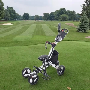Manufacturer Comfortable Seat Golf Trolleys Portable Detachable Folding Four-Wheel Trolley Cart Golf Bag Trolleys