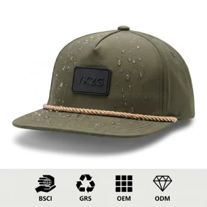 Manufacturer Custom 5 Panel Rope Hat Water Repellent Burgundy Golf Cap Silicone Rubber Patch BSCI Certified Sustainable