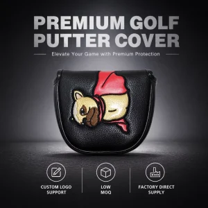 Manufacturer Custom Logo Magnetic Embroidered Mallet PU Leather Golf Putter Headcover