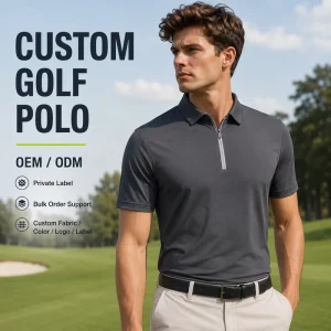 Manufacturer Golf Polo Shirt Male Dark Grey Short Sleeve Quarter Zip Breathable Quick Dry Athletic Sportswear Golf Polo Shirt