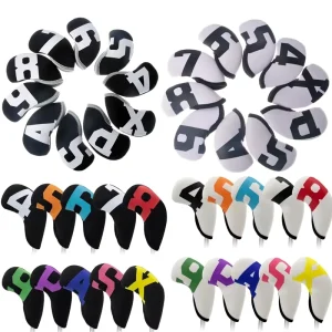 Manufacturer’s Waterproof Black White Golf Iron Head Covers 10 Pcs Set for Clubs 4 9 P S X Quality Head Covers for Golfers