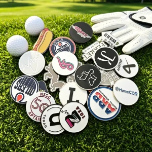 Matching Gold Blank Magnetic Leather Custom Metal Golf Ball Marker Magnetic Necklace and Divot Tool