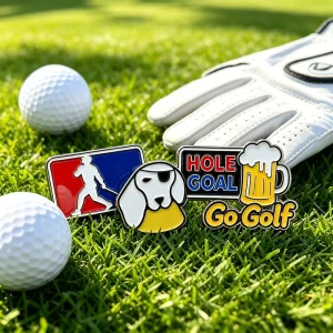 Matching Golf Hat With Gold Blank Magnetic Leather Custom Metal Electric Golf Ball Marker Magnetic Necklace and Divot Tool