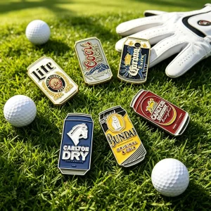 Matching Golf Hat With Gold Blank Magnetic Leather Custom Metal Golf Ball Magnetic Marker Necklace and Divot Tool