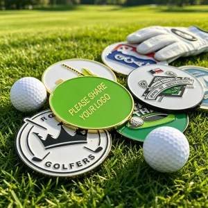 Matching Golf Hat With Gold Blank Magnetic Leather Custom Metal Golf Ball Marker Magnetic Necklace and Divot Tool
