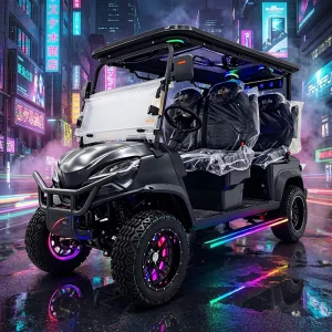 Matte Black Aluminum 4 Seater Off Road Electric Golf Cart LED Lights Front Basket CE Certified 72V Battery 30 90km h Max