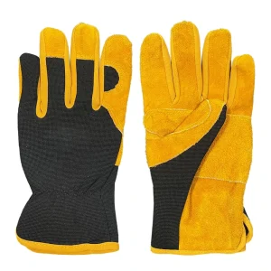 Mechanic Work Gloves With Split Cowhide Palm Breathable Knitted Back Reinforced Padded Safety Gloves Custom Factory OEM ODM