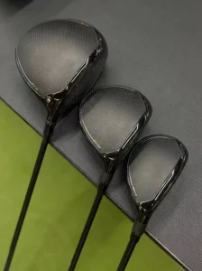 Men 3Pcs Golf Club Set Driver Fairway Wood Hybrid Black Carbon Golf Driver Adjustable Loft High Forgiveness Long Distance Golf