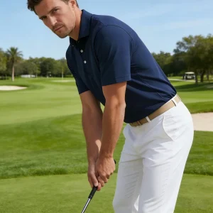 Men Golf Shirt Short Sleeve Breathable Moisture Wicking Sun Protection Outdoor Sportswear Factory Direct Golf Apparel