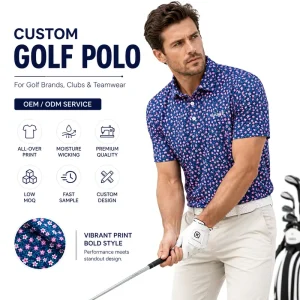 Men Performance Golf Polo Shirts Lightweight Quick Dry Stretch Fabric Custom Golf Apparel Factory