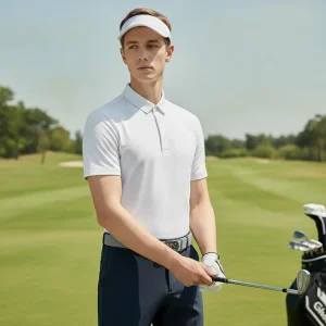 Men Performance Golf Shirt Blank UPF50+ Anti UV Sun Block Quick Dry Moisture Wicking Stretch Nylon Spandex Outdoor Golf